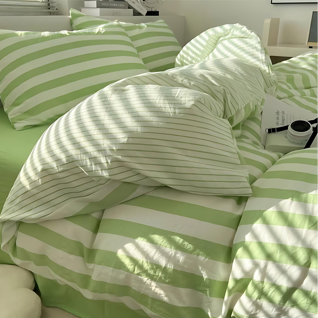 Classic Striped 4-Piece Duvet Cover and Sheet Bedding Set-Orizon Depot