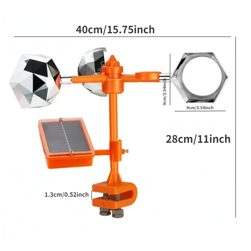 Solar Powered 360 Degree Reflective Bird Repeller Device