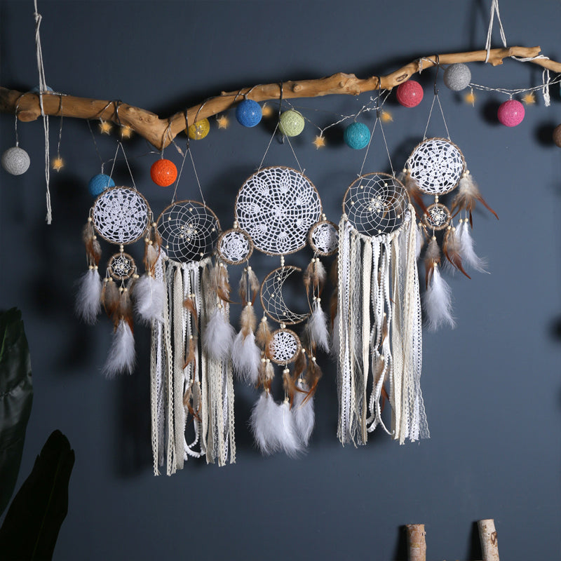 Dream Catcher Moon and Stars Hanging Decor Set (5 Pieces)-Orizon Depot