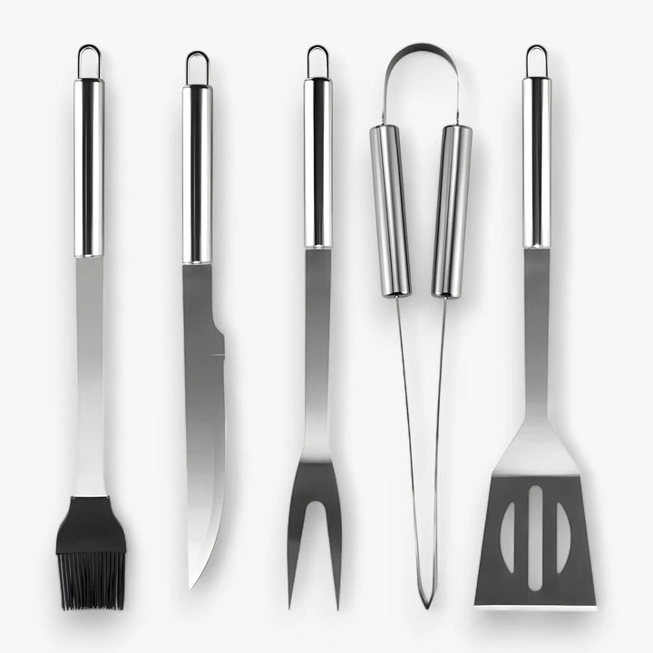 Stainless Steel BBQ Cutlery Set with Travel Case and Heatproof Grip