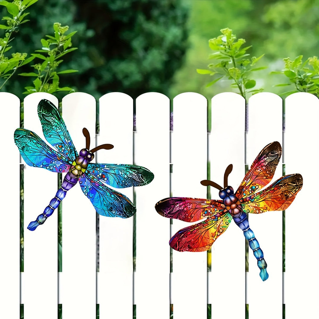 Vibrant Dragonfly Metal Wall Art – Artistic Outdoor Decoration-Orizon Depot