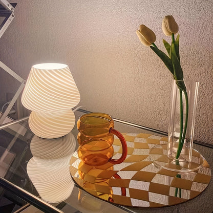 Murano-Style Glass Mushroom Lamp | Dimmable USB Table Light