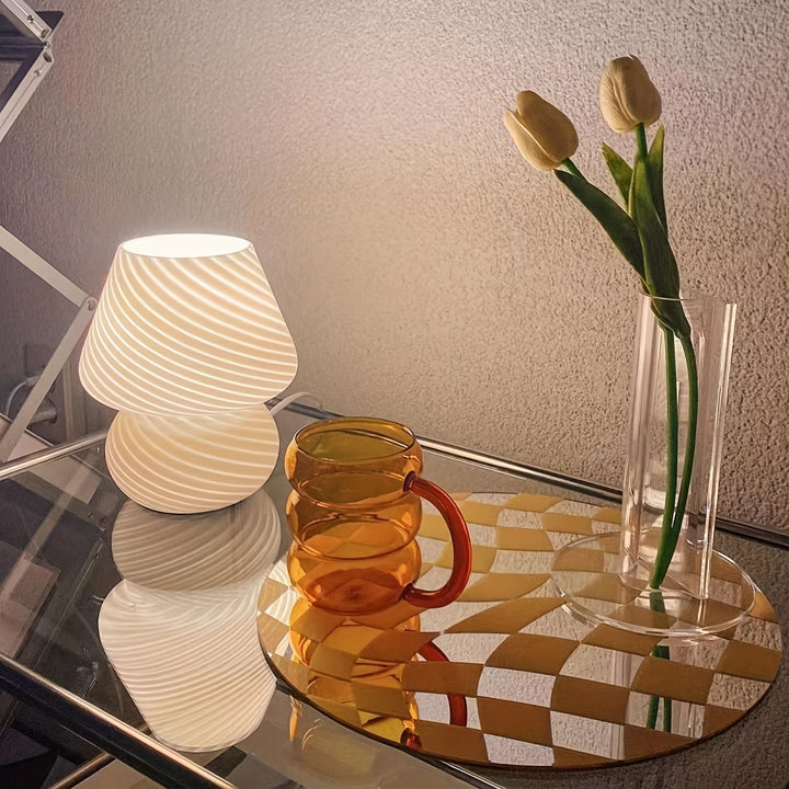 Murano-Style Glass Mushroom Lamp | Dimmable USB Table Light