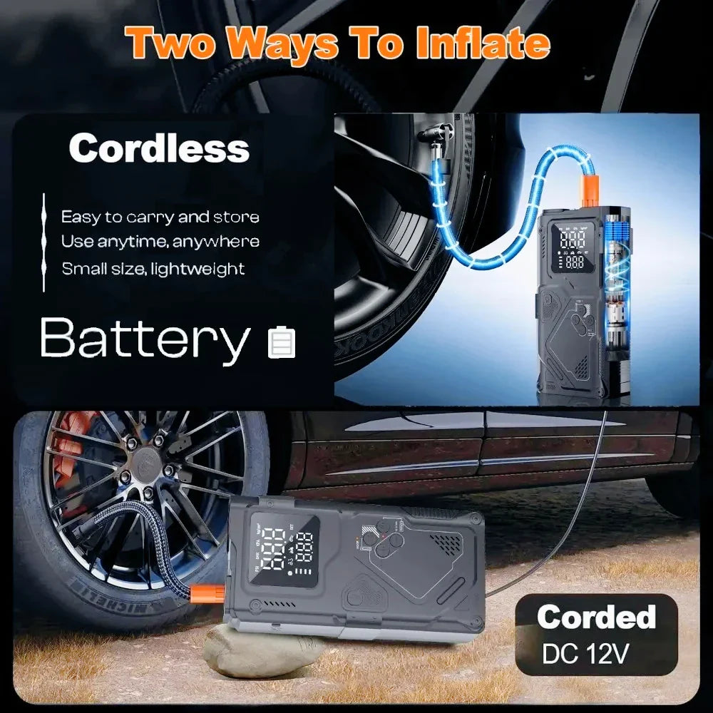 6-in-1 Car Battery Booster with Air Pump and LED Light-Orizon Depot