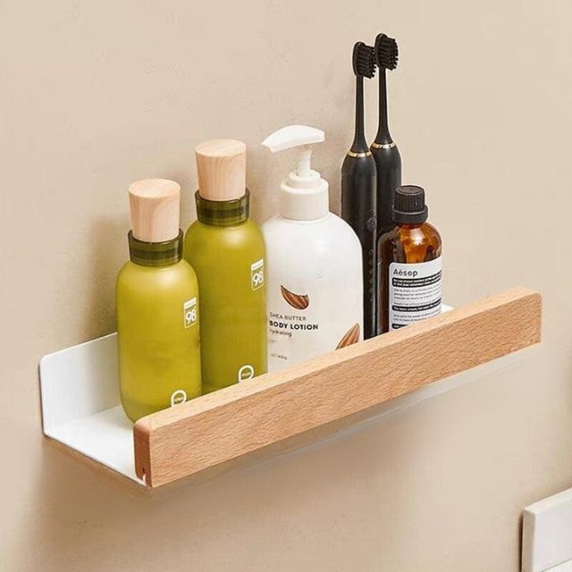 Solid Wood Bathroom Organizer Shelves - No Drilling Required-Orizon Depot