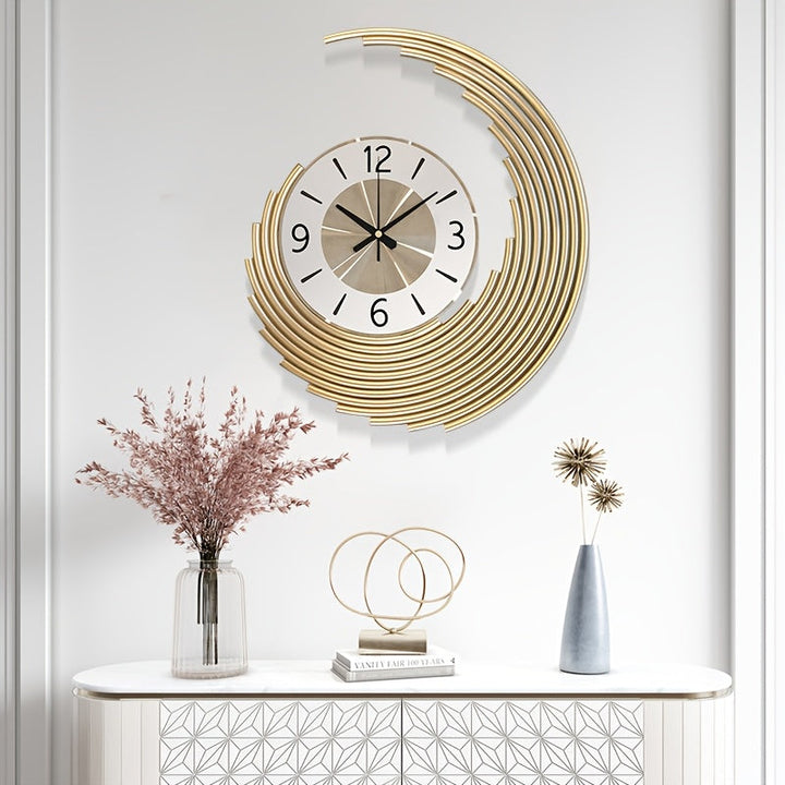 Contemporary 3D Metal Wall Clock | Silent Quartz Decorative Timepiece