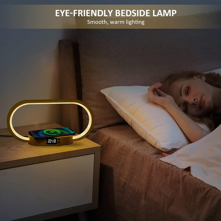 Wireless Charging Bedside Table Lamp with Clock-Orizon Depot