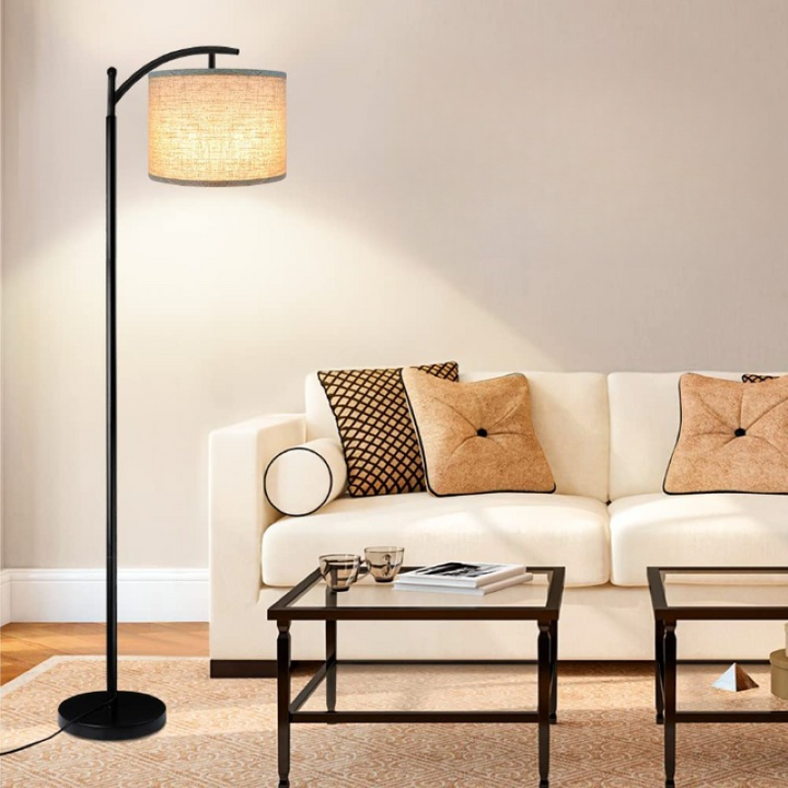 Industrial Floor Lamp with 3 Color Temperatures and White Lampshade-Orizon Depot