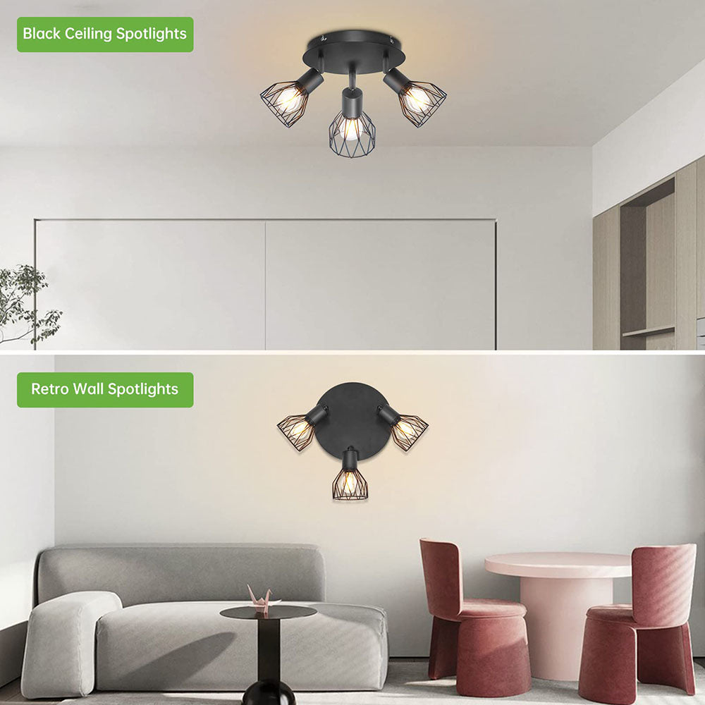 Adjustable Black Spotlight Ceiling Light | Vintage Industrial Design