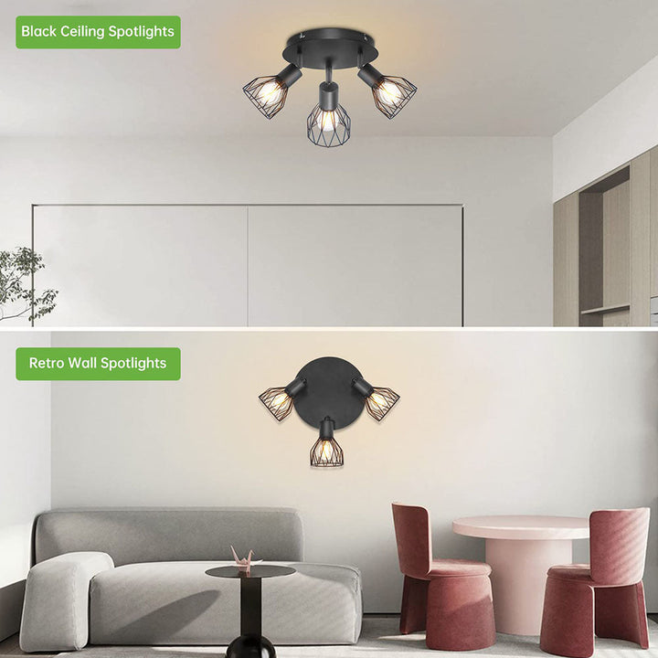 Adjustable Black Spotlight Ceiling Light | Vintage Industrial Design