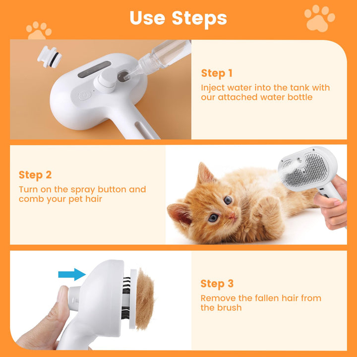 Pet Steam Brush for Cats and Dogs