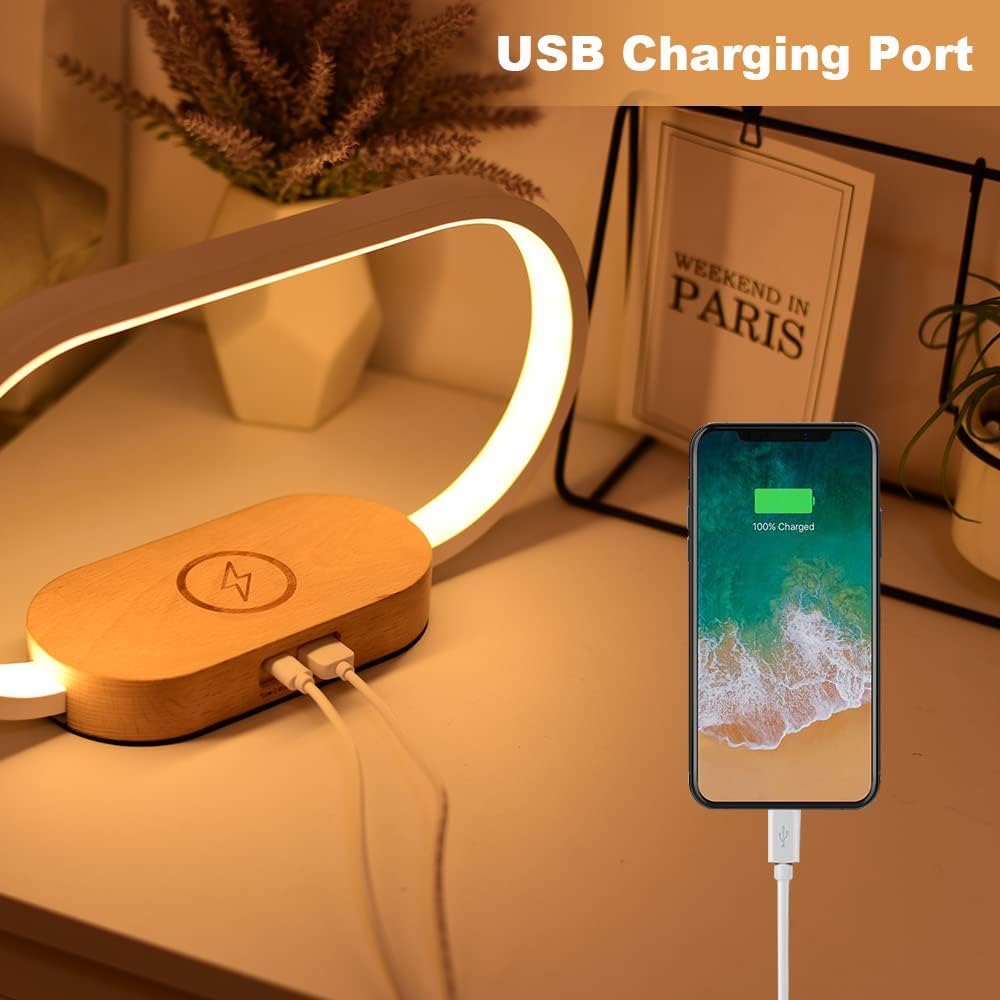 Wireless Charging Bedside Table Lamp with Clock-Orizon Depot
