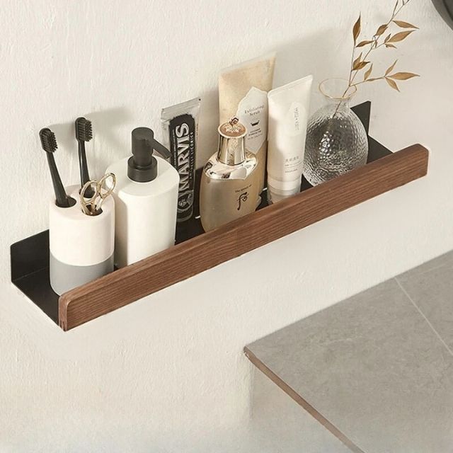 Solid Wood Bathroom Organizer Shelves - No Drilling Required-Orizon Depot