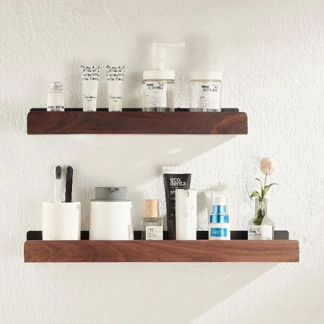 Solid Wood Bathroom Organizer Shelves - No Drilling Required-Orizon Depot