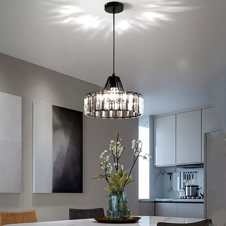 Sleek Black Crystal Pendant Light | Stylish Hanging Fixture