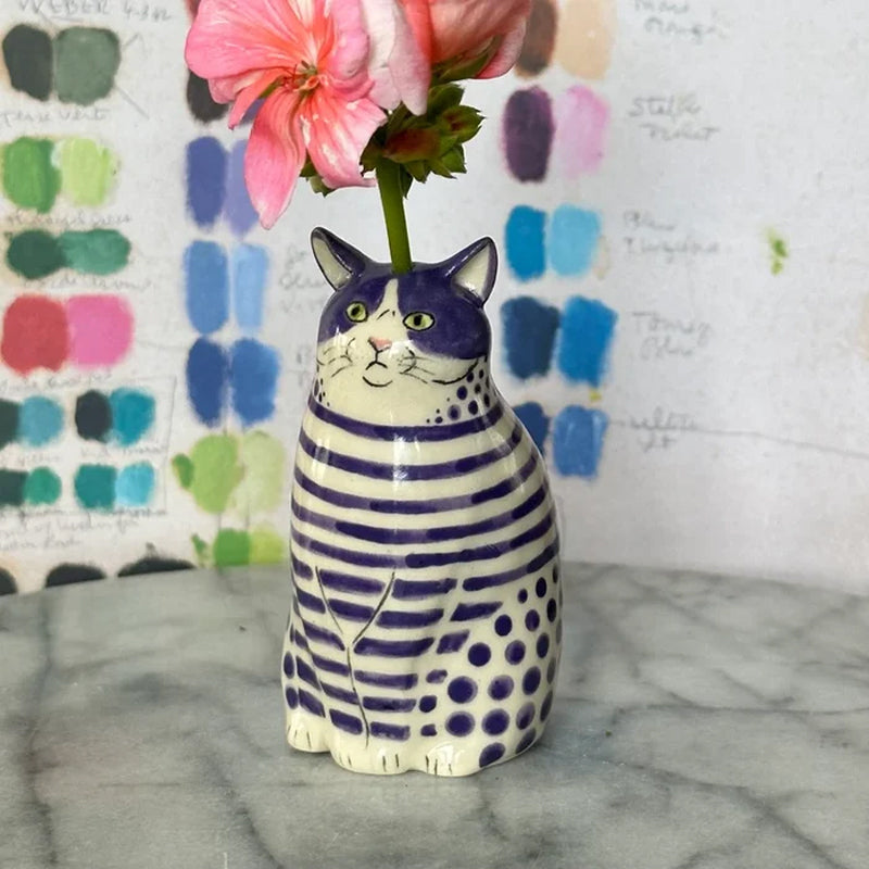 Dotted Cat Vase - Unique Decorative Ceramic Flower Holder-Orizon Depot