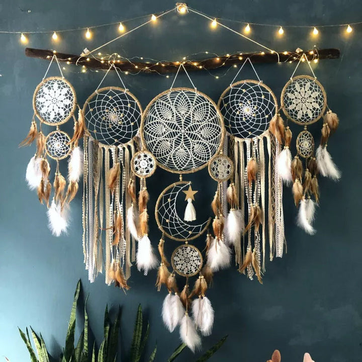 Dream Catcher Moon and Stars Hanging Decor Set (5 Pieces)-Orizon Depot