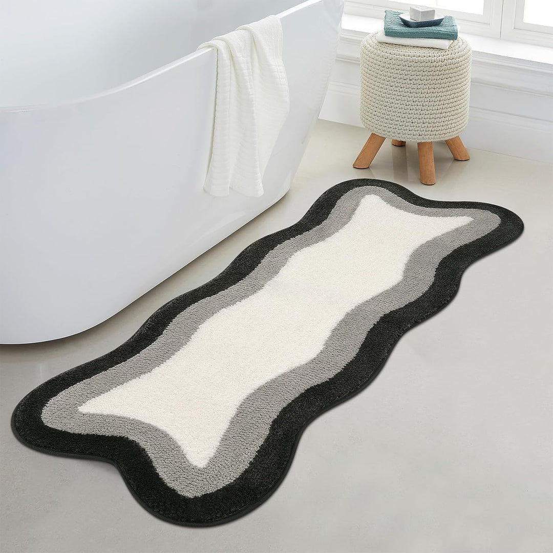 Black Gradient Bath Mats - Non-Slip Irregular Carpet for Bathrooms-Orizon Depot