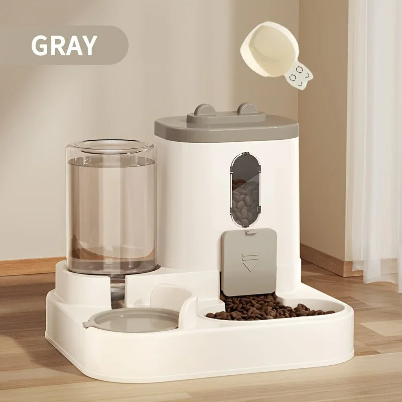 Dual Pet Feeder with Water Dispenser for Dogs and Cats