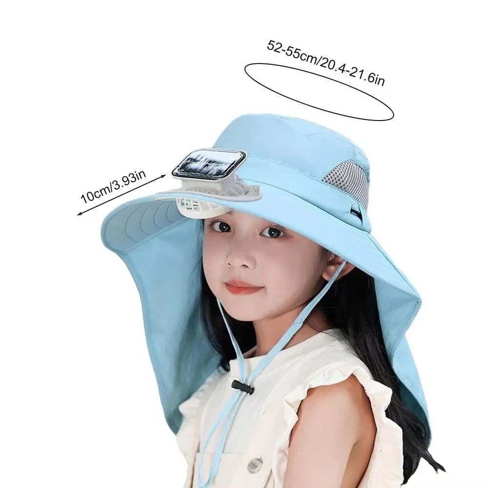 Adjustable Solar Fan Hat for Kids