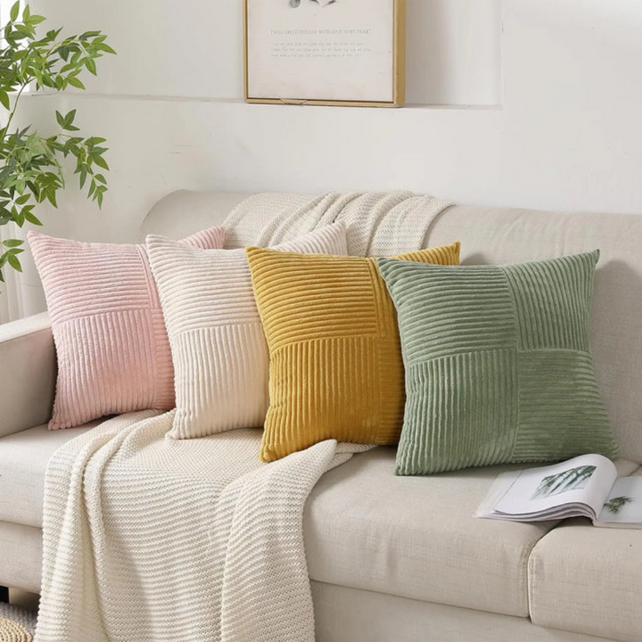Striped Corduroy Cushion Covers | Elegant Throw Pillow Cases