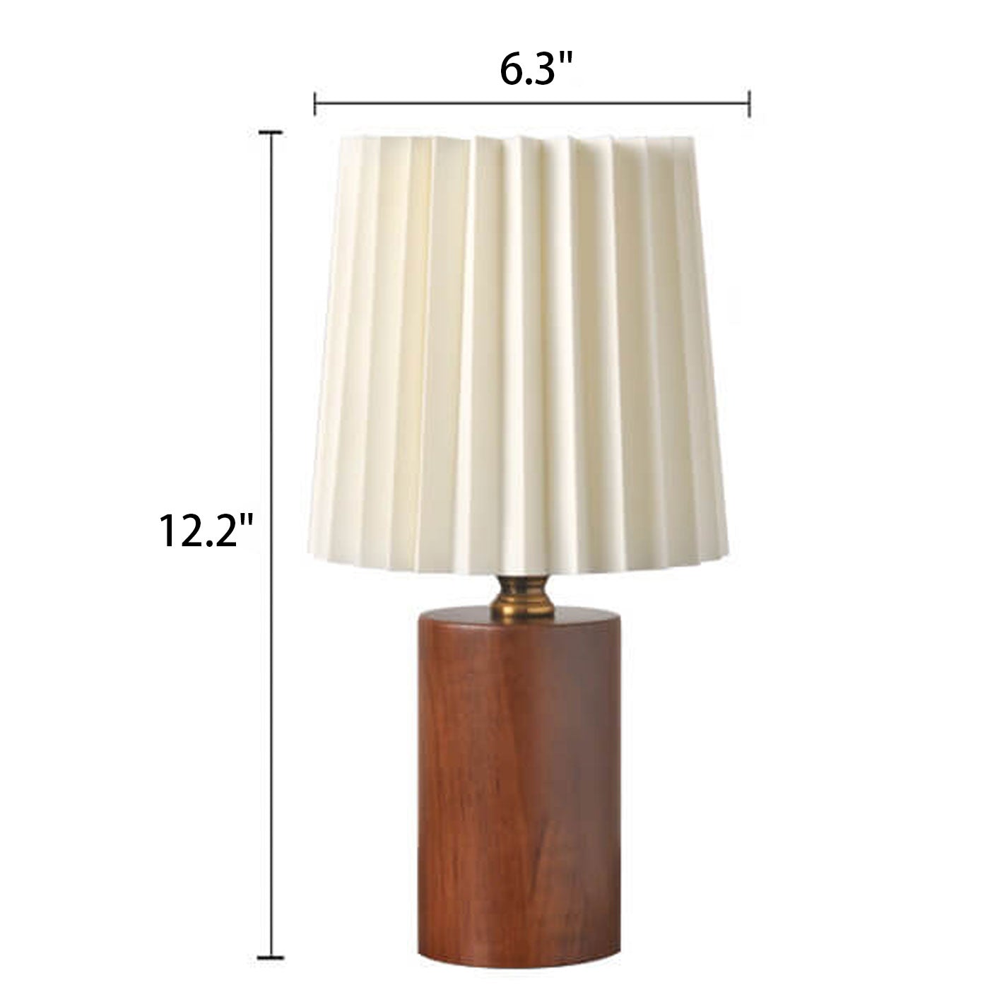 Vintage Korean Pleated Table Lamp Solid Wood Base 1-Light Column Lamp