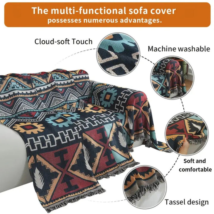 Aztec Geometric Pattern Sofa Cover for Stylish Home Decor-Orizon Depot