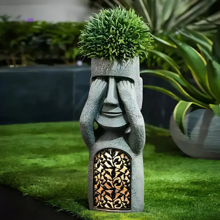Solar LED Face Planter for Indoor Decoration and Unique Lighting-Orizon Depot