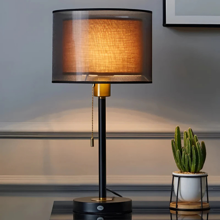 Modern Vintage Table Lamp with Double Fabric Shade