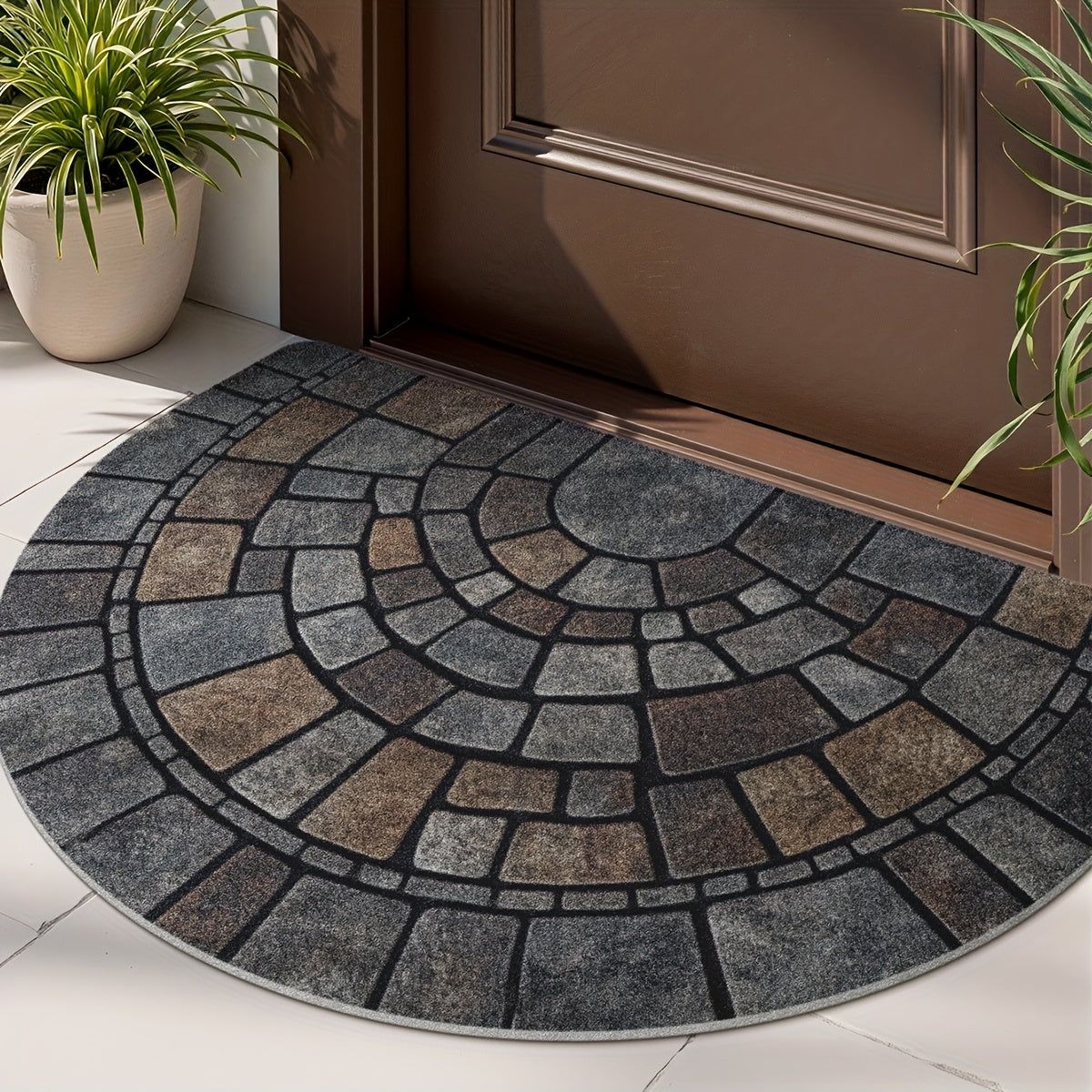Half-Circle Mosaic Welcome Mat | Versatile Indoor & Outdoor Use-Orizon Depot