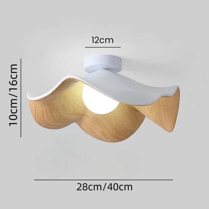 Scandinavian Wooden Lotus Ceiling Light | Modern Resin & Iron Lamp