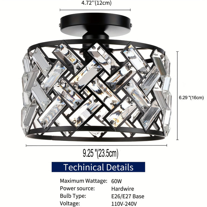 Elegant Crystal Semi Flush Mount Ceiling Light | Decorative Fixture