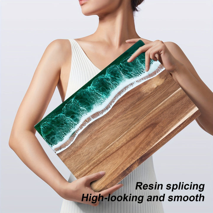 Ocean-Inspired Acacia Wood Cutting Board | Wave-Design Cheese & Serving Board-Orizon Depot