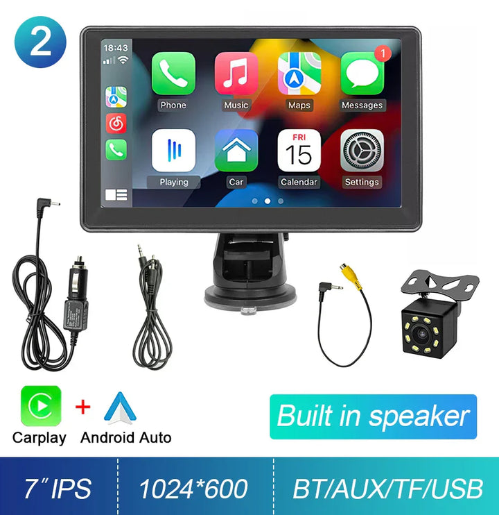 7-Inch Touchscreen Car Stereo with CarPlay, GPS, WiFi, Camera-Orizon Depot