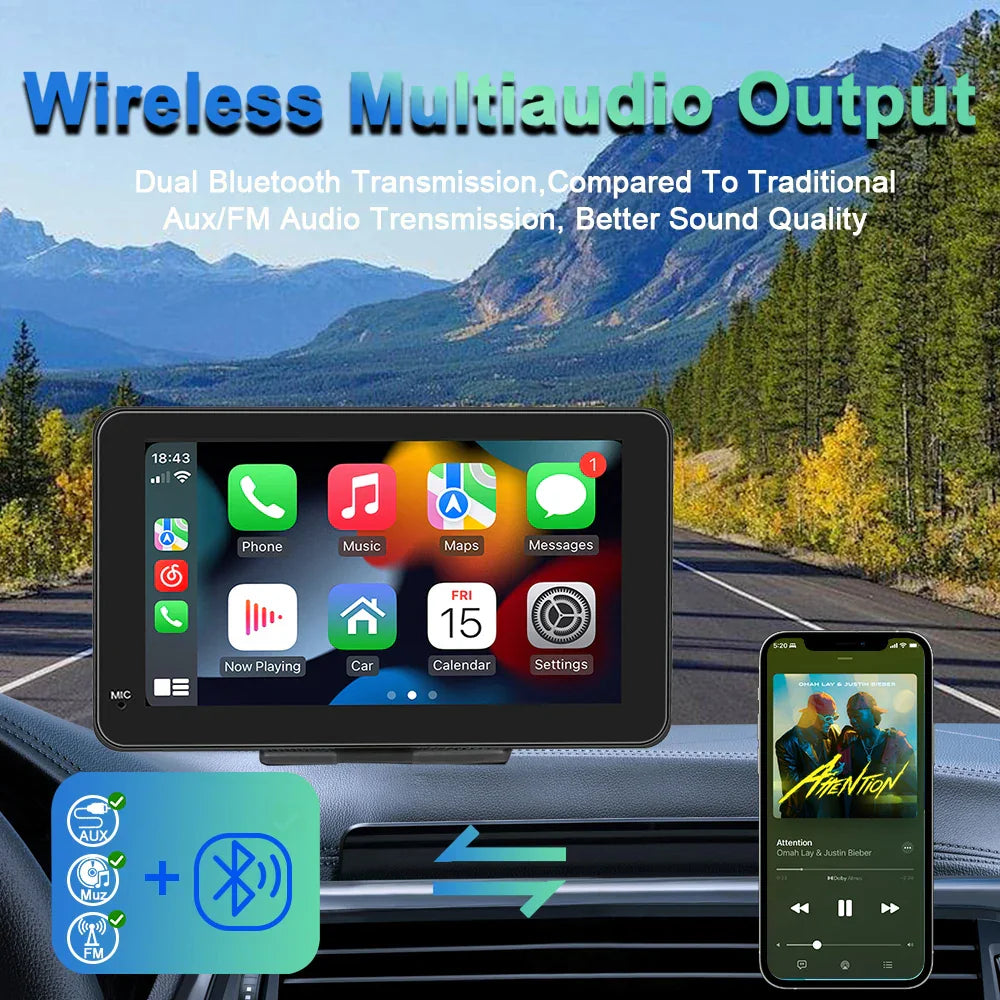 7-Inch Touchscreen Car Stereo with CarPlay, GPS, WiFi, Camera-Orizon Depot