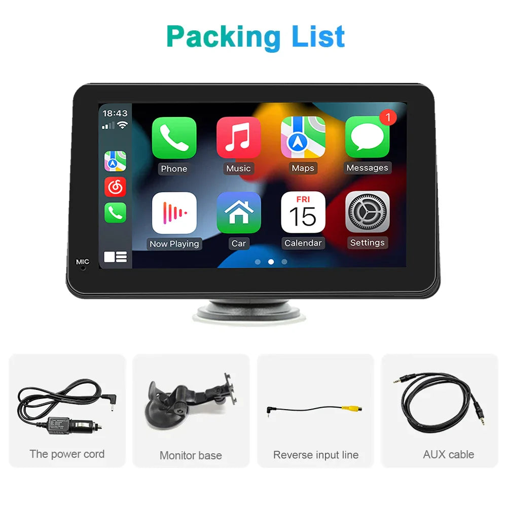 7-Inch Touchscreen Car Stereo with CarPlay, GPS, WiFi, Camera-Orizon Depot