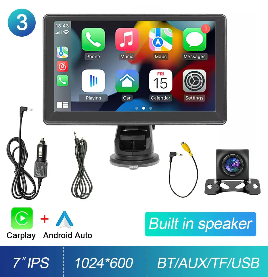 7-Inch Touchscreen Car Stereo with CarPlay, GPS, WiFi, Camera-Orizon Depot