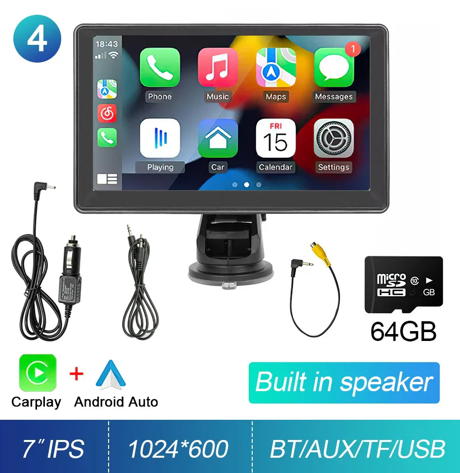 7-Inch Touchscreen Car Stereo with CarPlay, GPS, WiFi, Camera-Orizon Depot