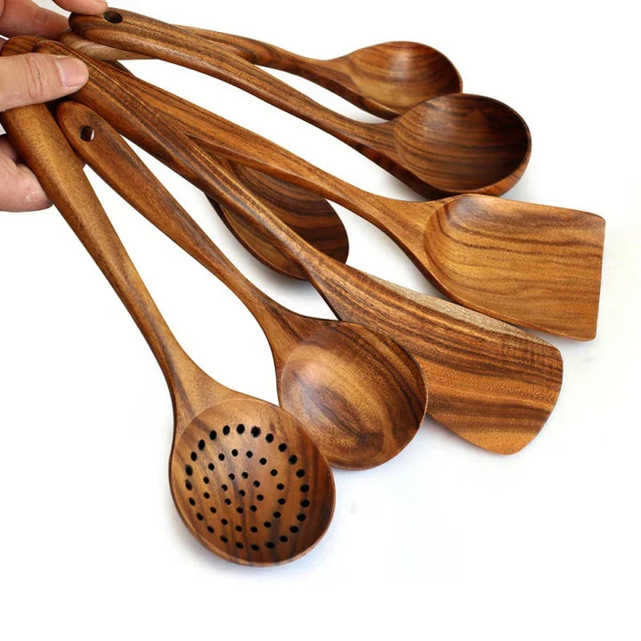 7-Piece Kitchen Helper Set – Premium Teak Wood Tools for Stylish Cooking-Orizon Depot
