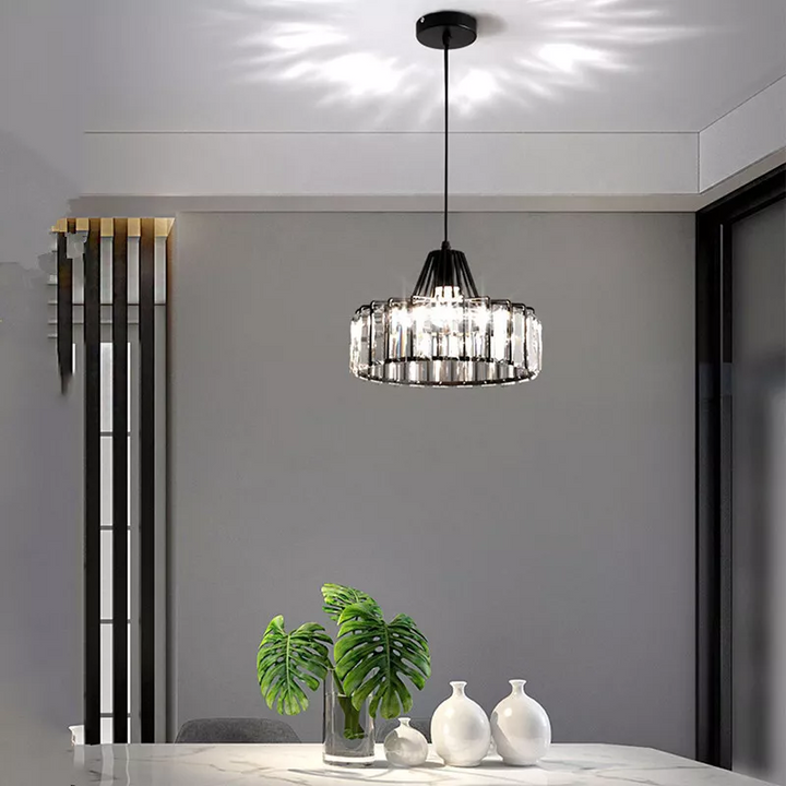 Sleek Black Crystal Pendant Light | Stylish Hanging Fixture