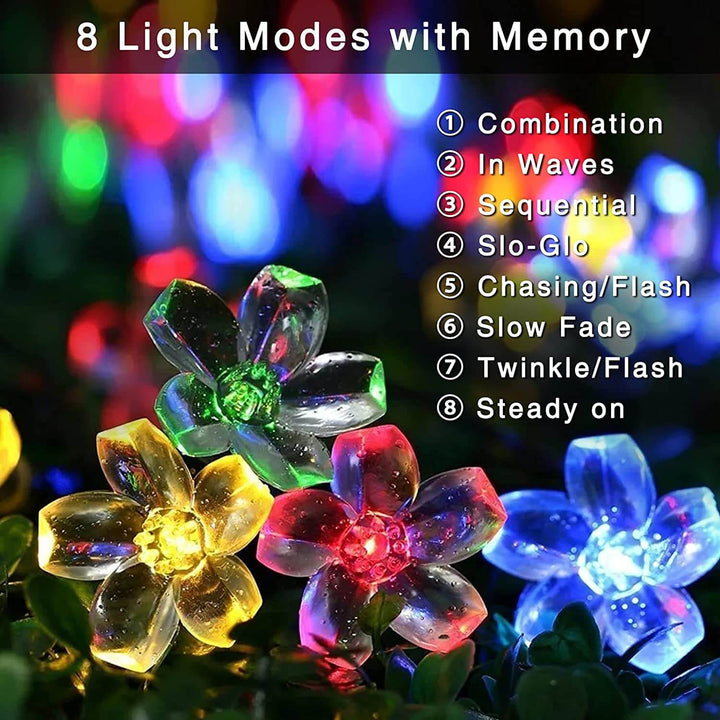 LED Solar Sakura String Lights Waterproof Outdoor Fairy Flower Lamp-Orizon Depot