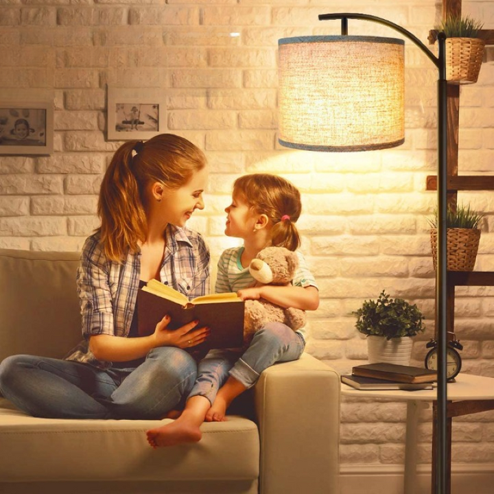 Industrial Floor Lamp with 3 Color Temperatures and White Lampshade-Orizon Depot