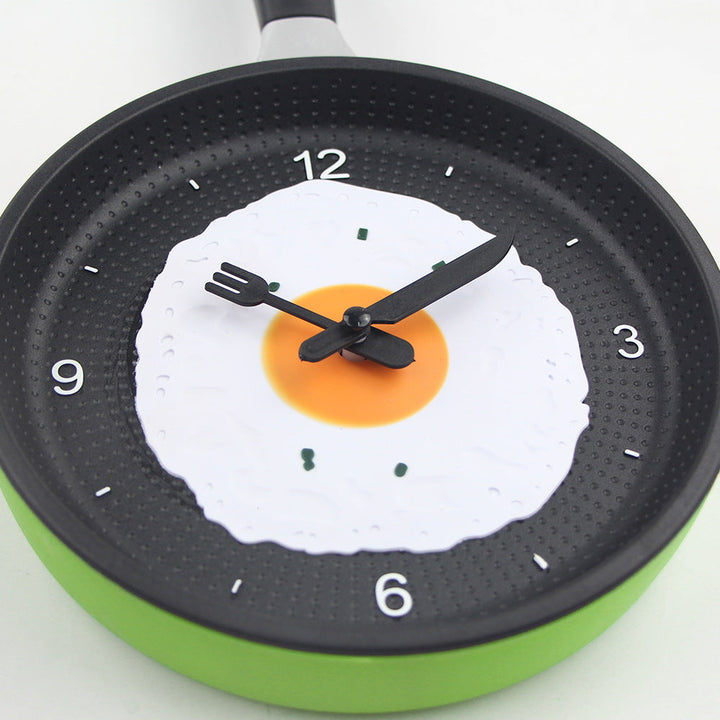 Silent Wall Clock with Fried Egg Pan Design-Orizon Depot