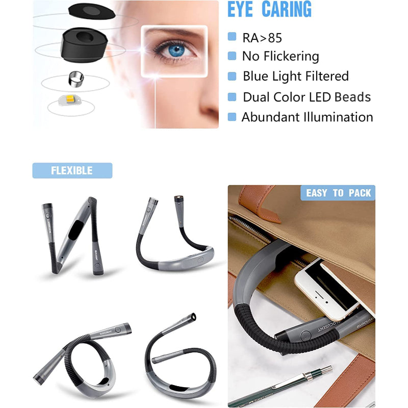 LED Neck Reading Lamp - Rechargeable Book Light with 6 Brightness Levels-Orizon Depot