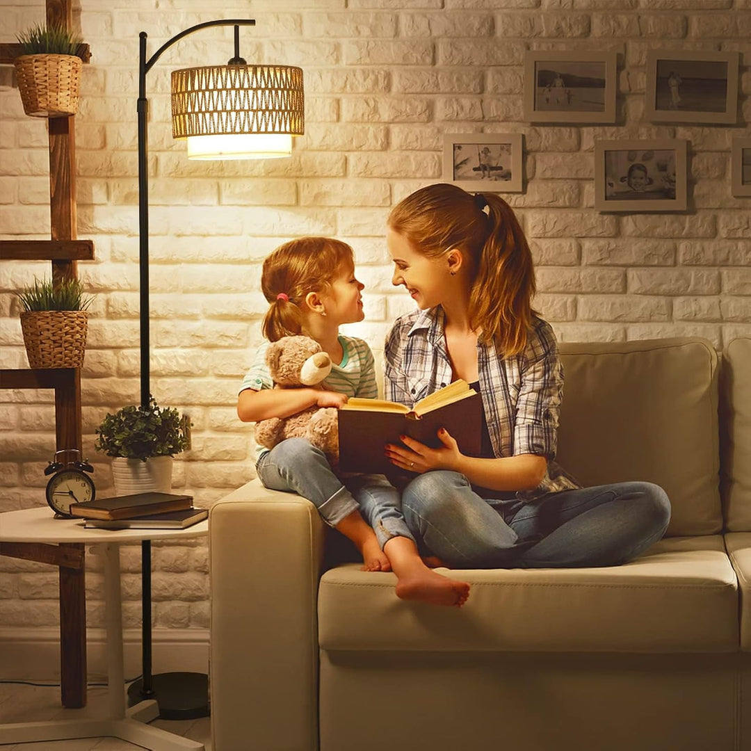 Arc Floor Lamp with Remote Control & Dual Shades - Modern Lighting-Orizon Depot