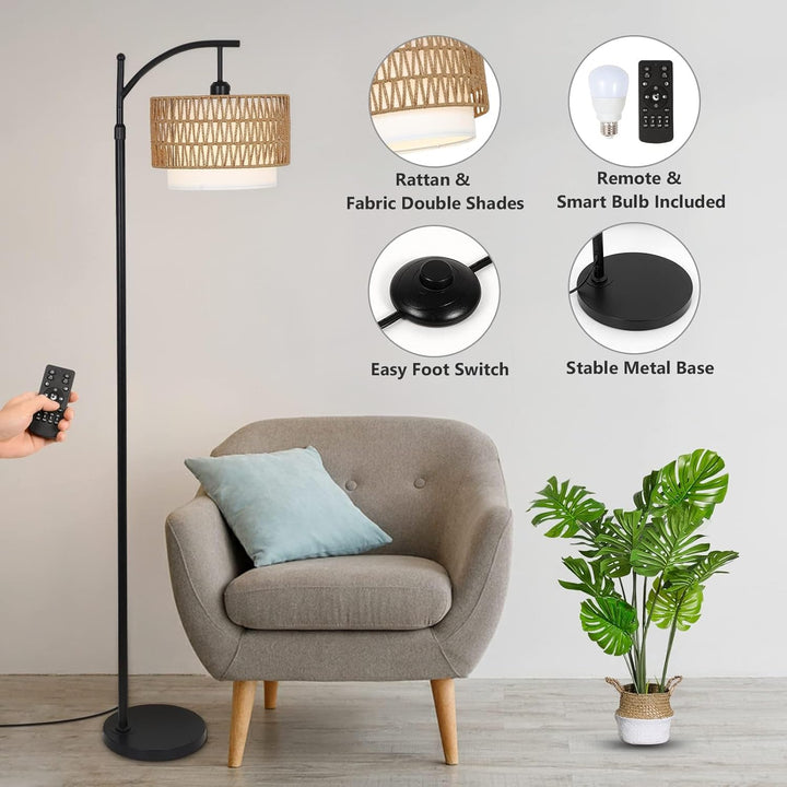 Arc Floor Lamp with Remote Control & Dual Shades - Modern Lighting-Orizon Depot