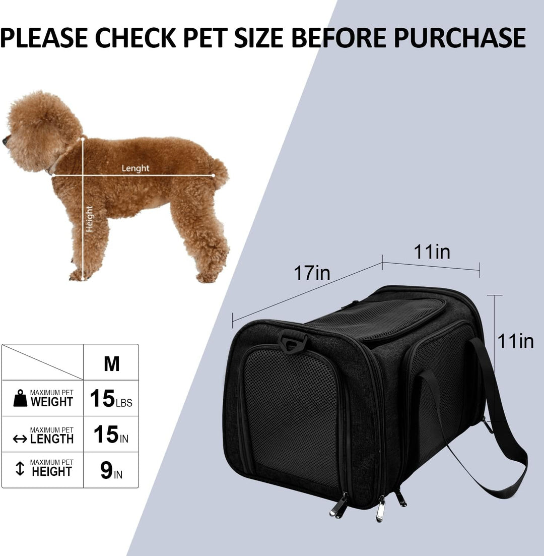 Pet Carrier Bag for Small to Medium Dogs and Cats Up to 15 lbs