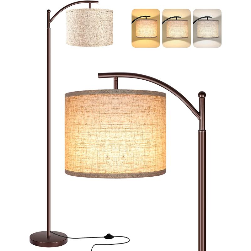 Industrial Floor Lamp with 3 Color Temperatures and White Lampshade-Orizon Depot