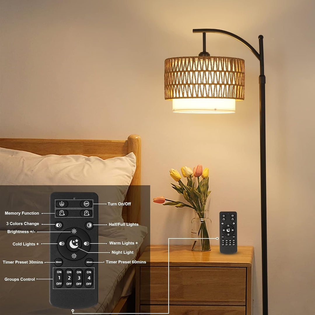 Arc Floor Lamp with Remote Control & Dual Shades - Modern Lighting-Orizon Depot