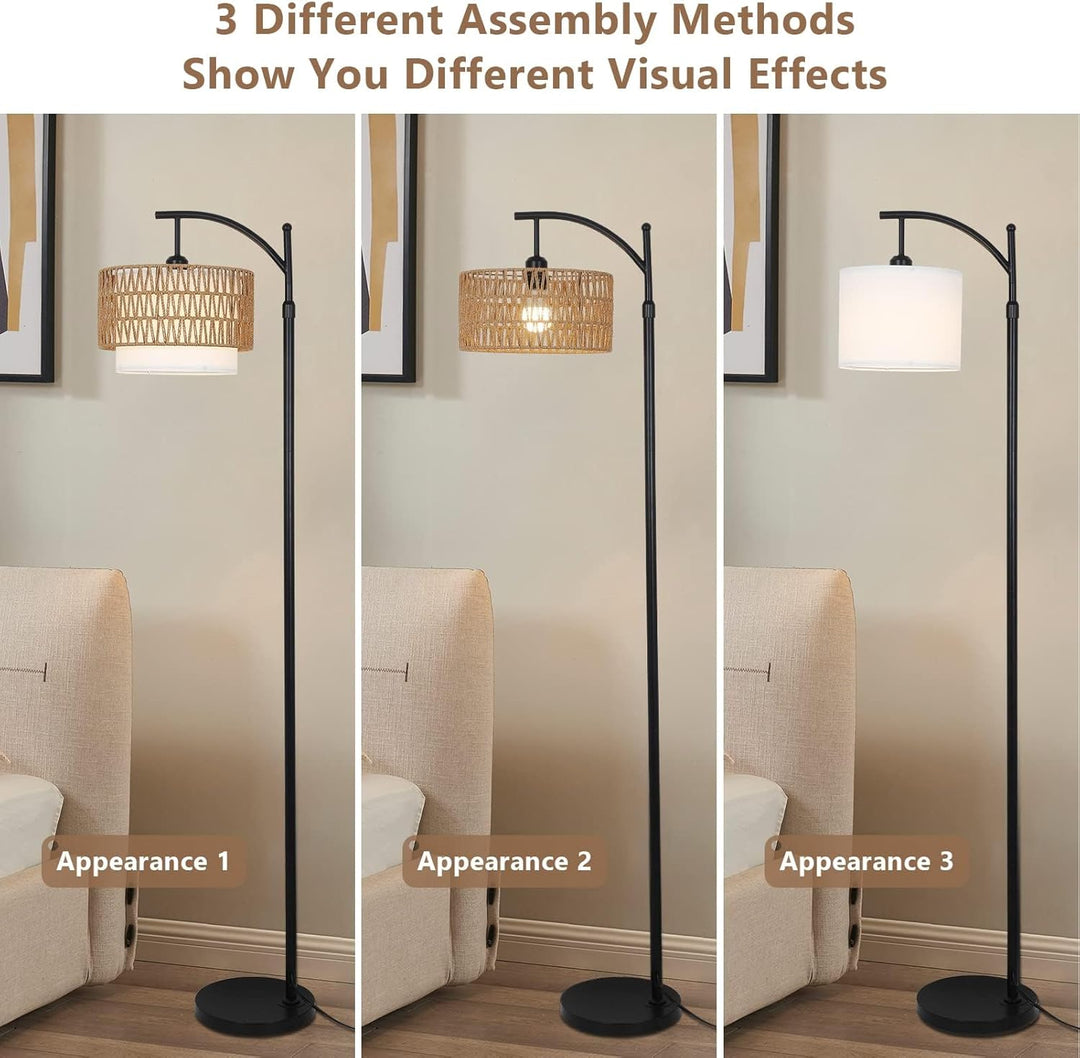Arc Floor Lamp with Remote Control & Dual Shades - Modern Lighting-Orizon Depot